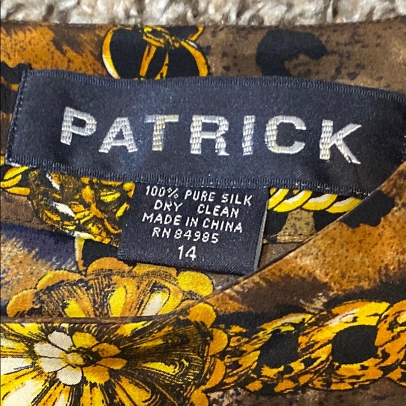 VNTG Patrick 100% Silk Animal Print Black and Gold Sheath Dress Long Sleeves - Picture 2 of 7